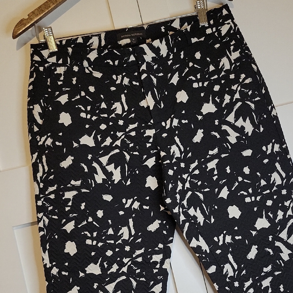 Banana Republic Black & White Floral Print Chinos